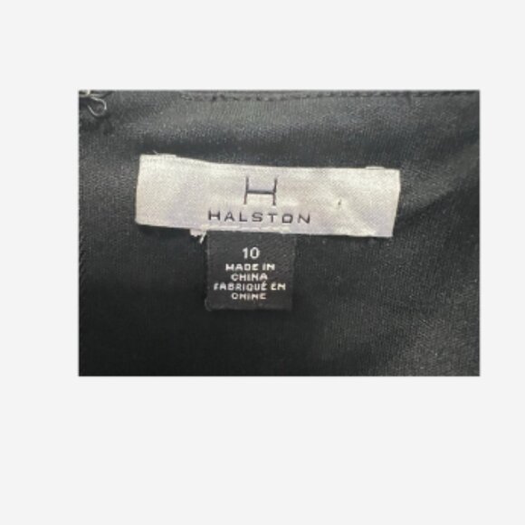 Halston Dress Women's Size 10 Black Front Ruffle Zipper Back Square Neckline - Picture 5 of 5